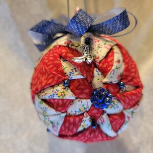 Pink floral and seeds fabric ornament (FL42)