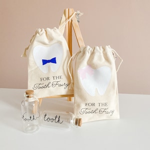 Sac de fée des dents et flacon | | de poche Tooth Fairy Sac souvenir pour enfants | Sac souvenir de fée des dents | Petit sac en coton | Coffret Tooth Fairy
