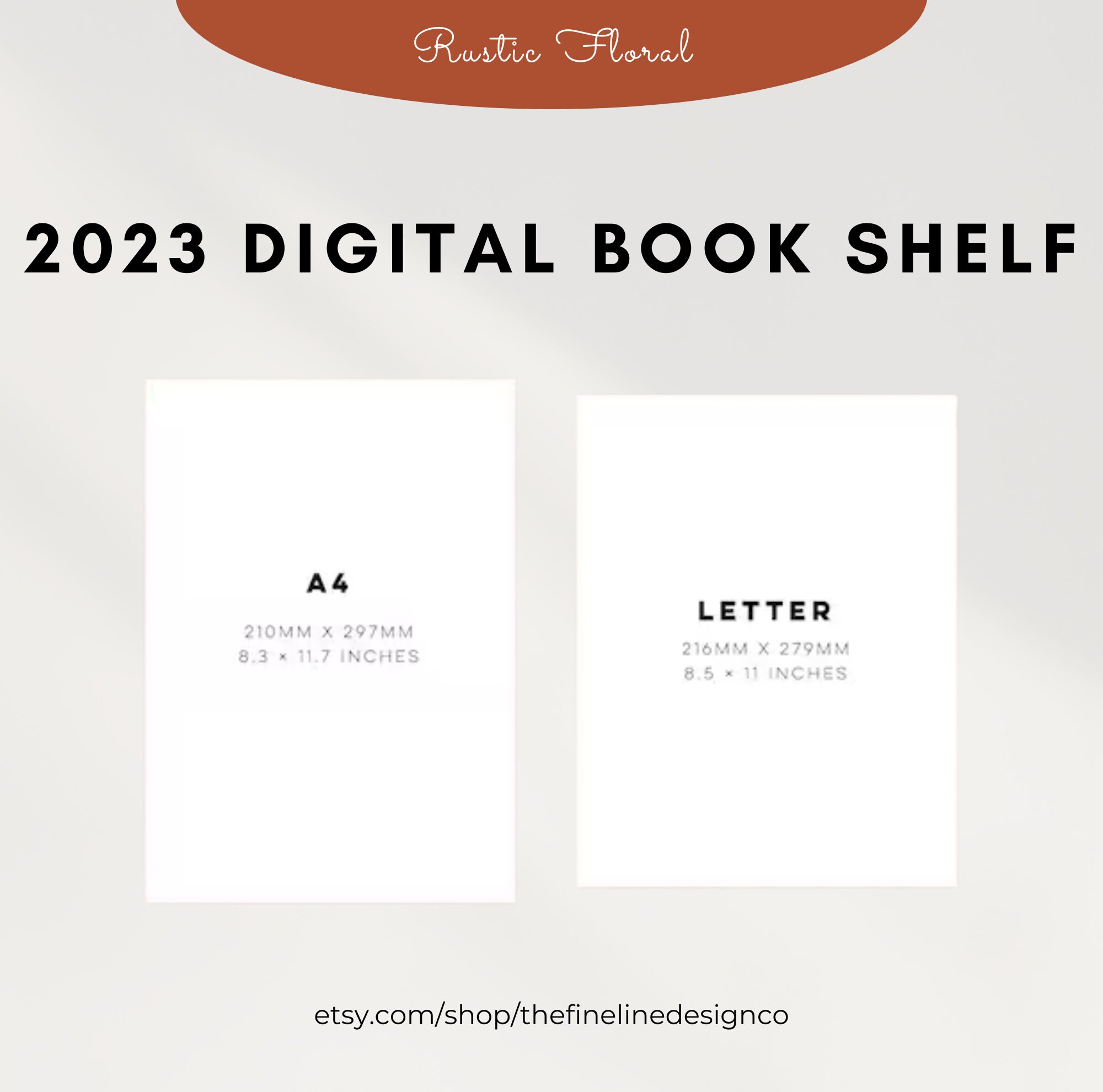 2023 Digital Book Shelf Etsy