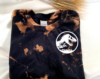 Tie Dye Black Jurassic Park Shirt - Universal Studios T-Shirt - Island's of Adventure Shirt - Bleached Universal StudiosT-Shirt