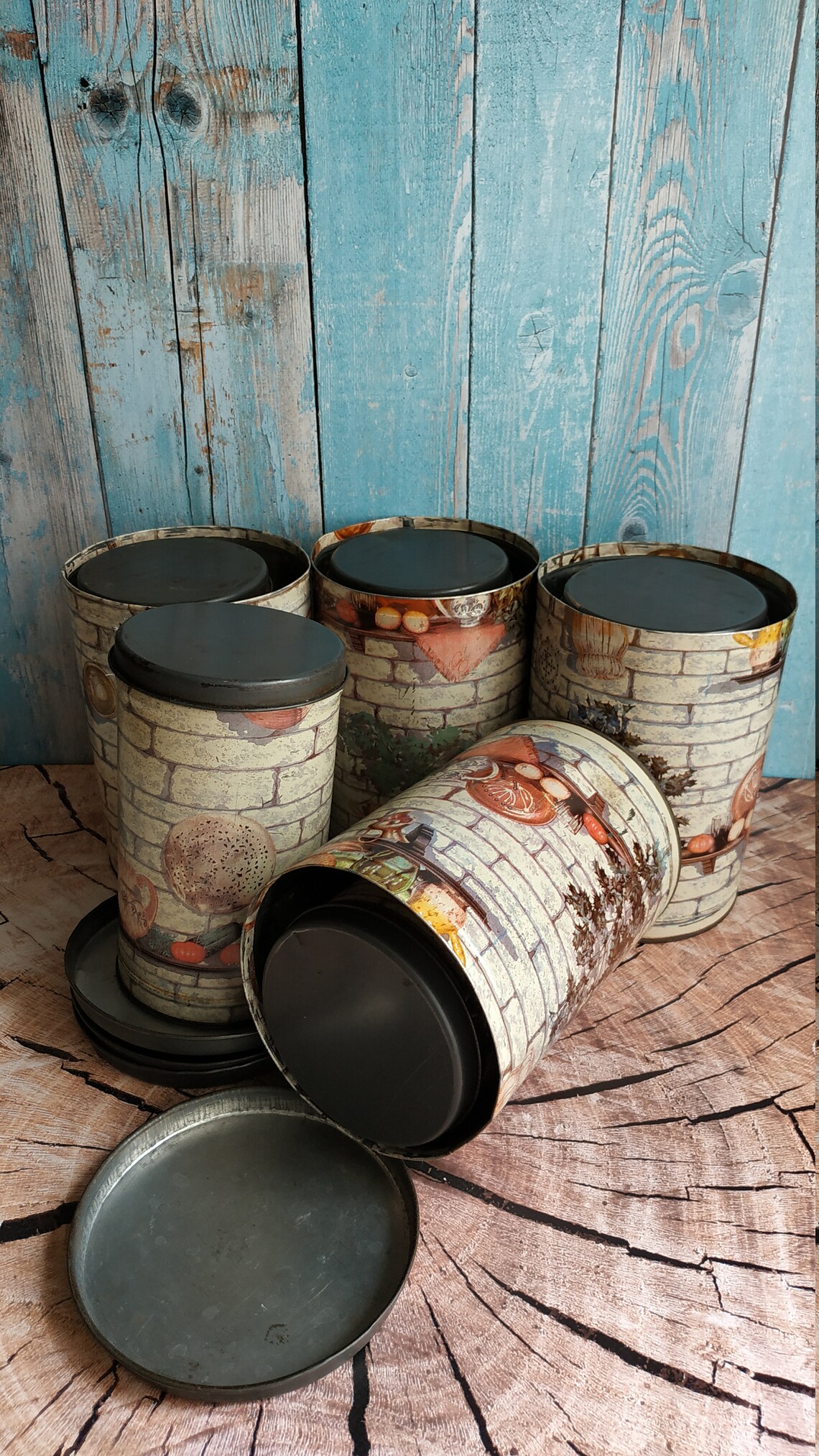 Set of 9 Vintage Tin Cans Metal Canisters Bulk Products Jar Etsy