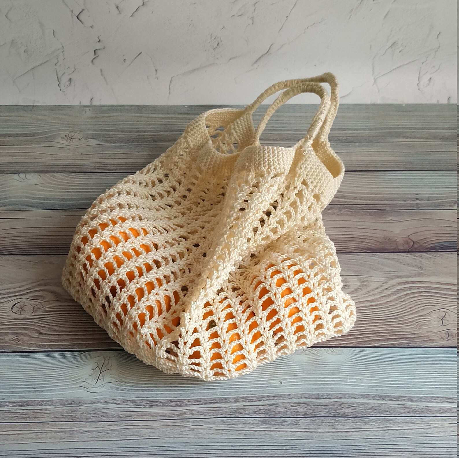 Vintage handmade string bag old knitted eco shopping bag Etsy