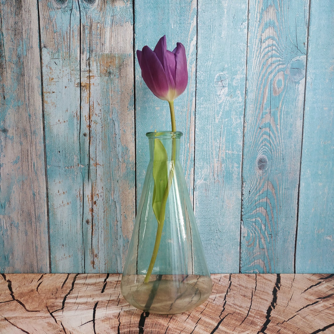 Vintage Laboratory 0.5L Erlenmeyer Flask Glass Floral Vase Etsy