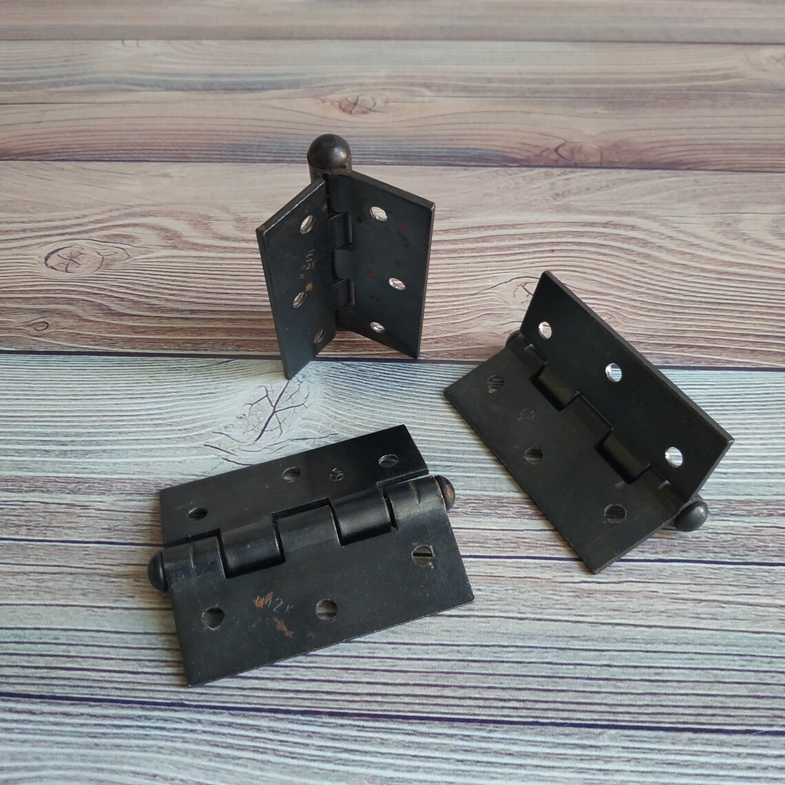 Set of 3 vintage door hinges door fixing hardware Etsy