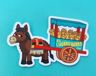 Churro Burro Sticker-Donkey Sticker-Churro Sticker-Laptop Sticker-Die Cut Sticker-Vinyl Sticker-Original Creator