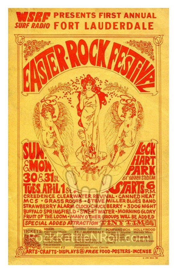EASTER ROCK Festival 1969 Classic Concert Poster CCR Tiny Tim Etsy