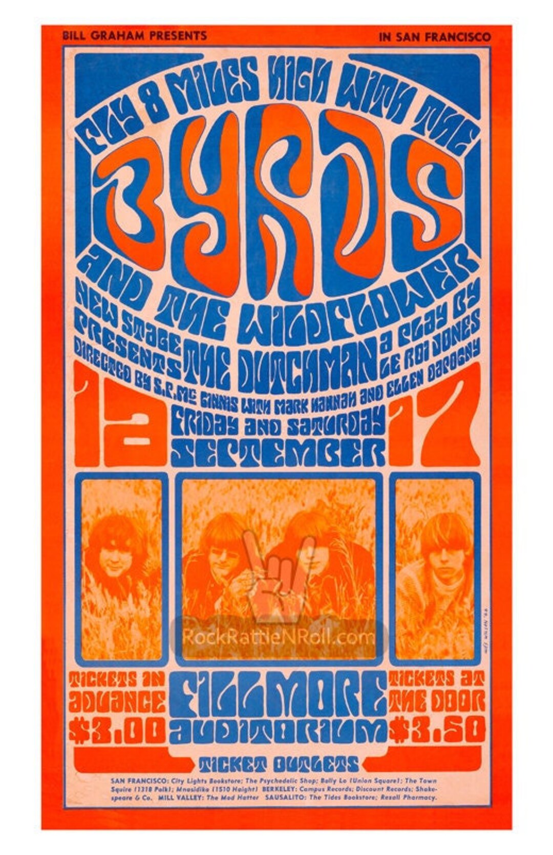 BYRDS 1966 Concert Poster 11x17 San Francisco Ca Classic Etsy