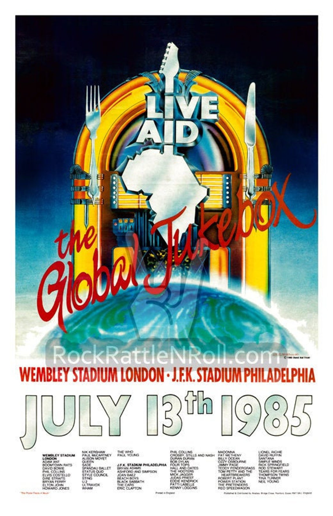 LIVE AID 1985 Concert Poster 11x17 Repro Special Events Led Etsy UK