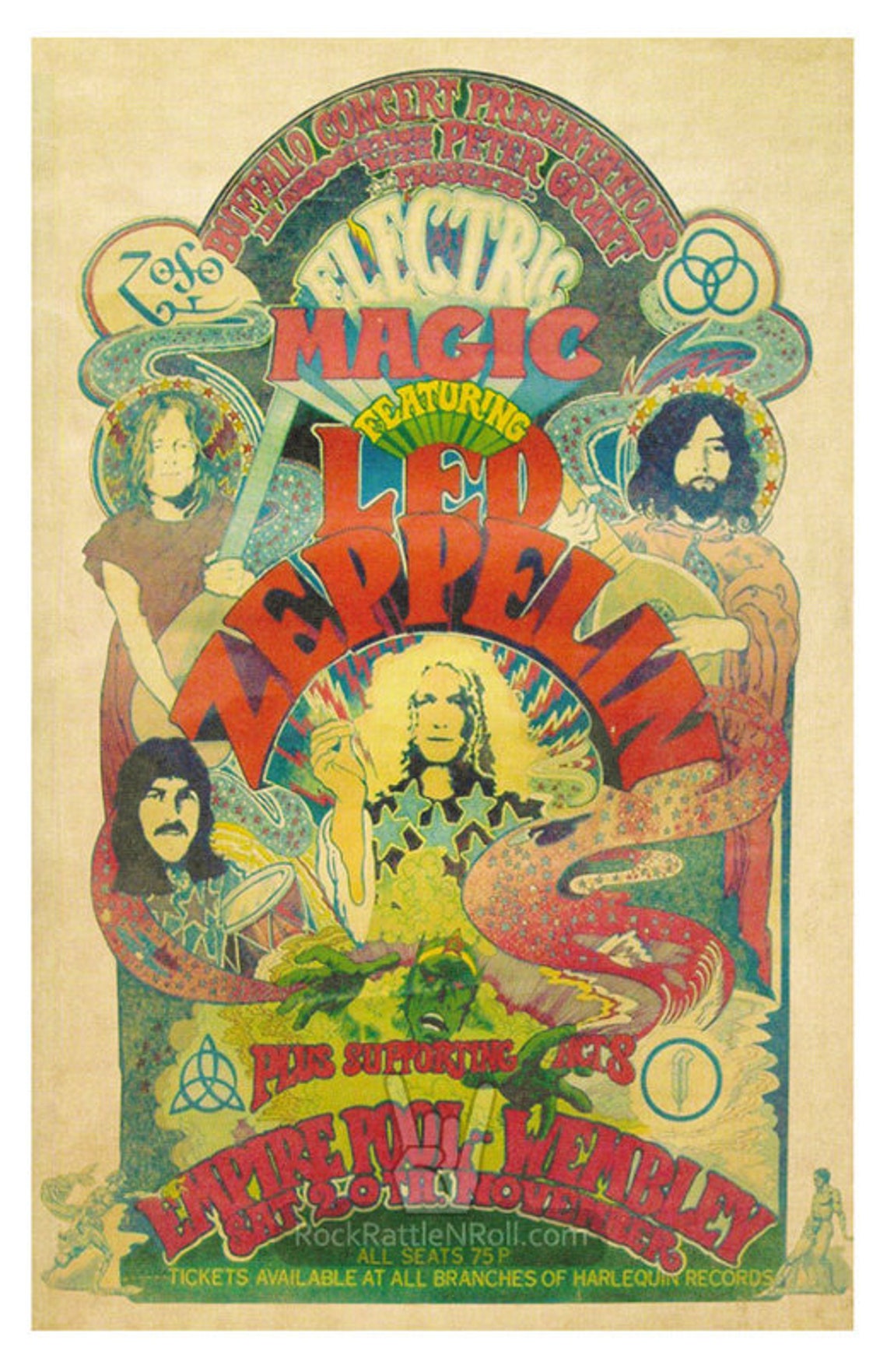 LED ZEPPELIN 1972 Concert Poster 11x17 Repro Iconic Classic Etsy