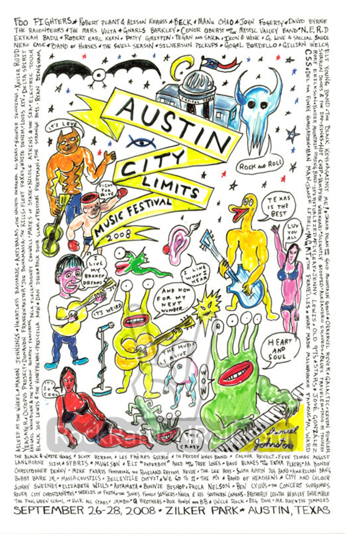 AUSTIN CITY LIMITS 2008 Poster Concert Festival Foo Fighters Etsy
