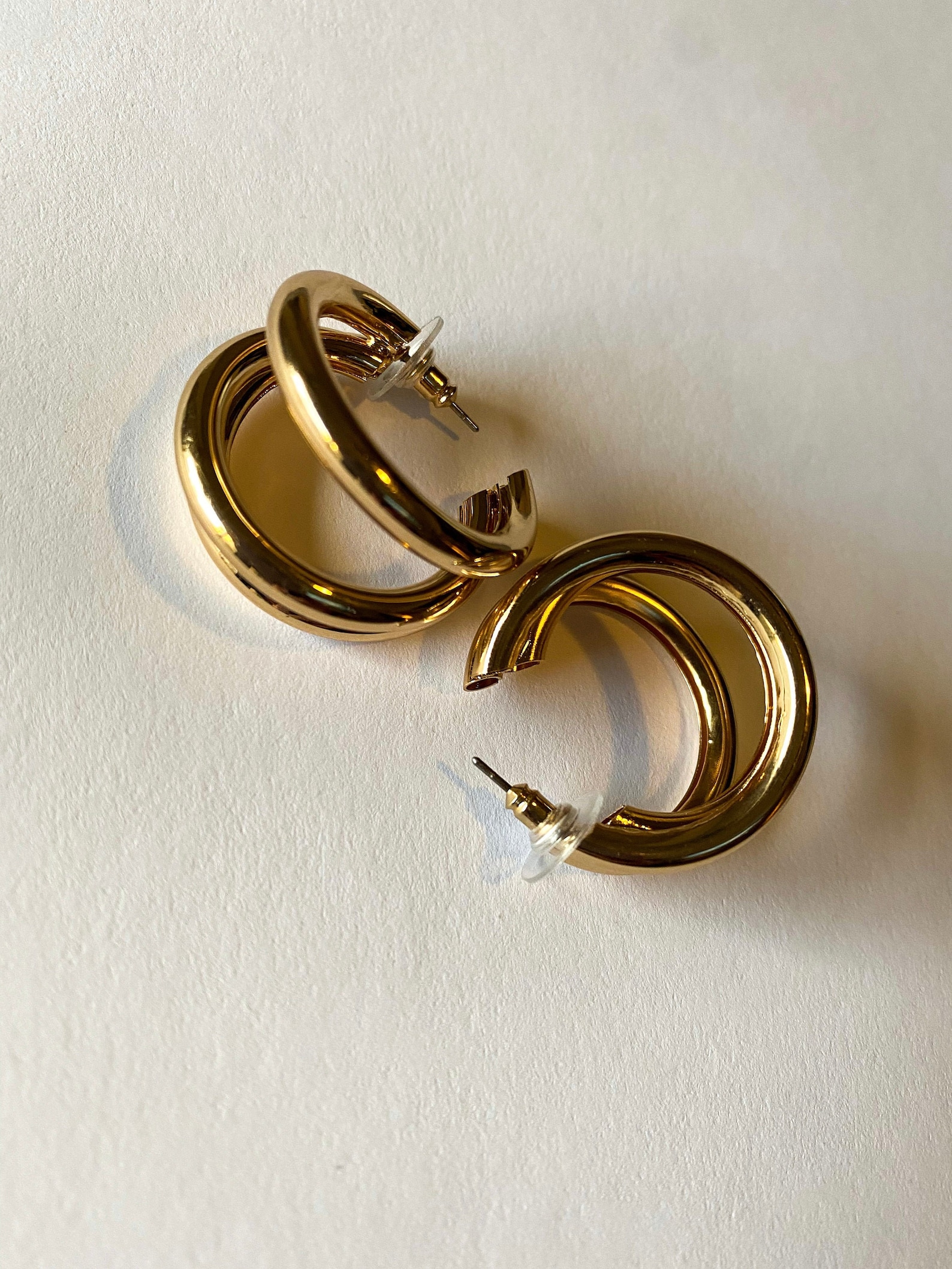 Triple Ring Hoop Midi Hoop Gold Plated Hoops Etsy UK