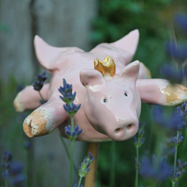 Glücksschwein Gartenfigur Keramikfigur Schwein Glücksbringer