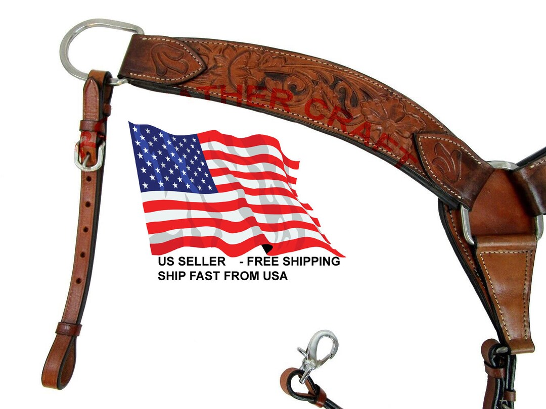Western Breast Collar Leather Breastcollars Floral Tooled Black Painted
