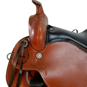 Full Carved Western hot seat pleasure Trail horse saddle brown color 16