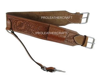 Western Saddle Rear Cinch Roping Ranch Girth Pleasure Trail Tooled Leather Tack | End to End 36" Long