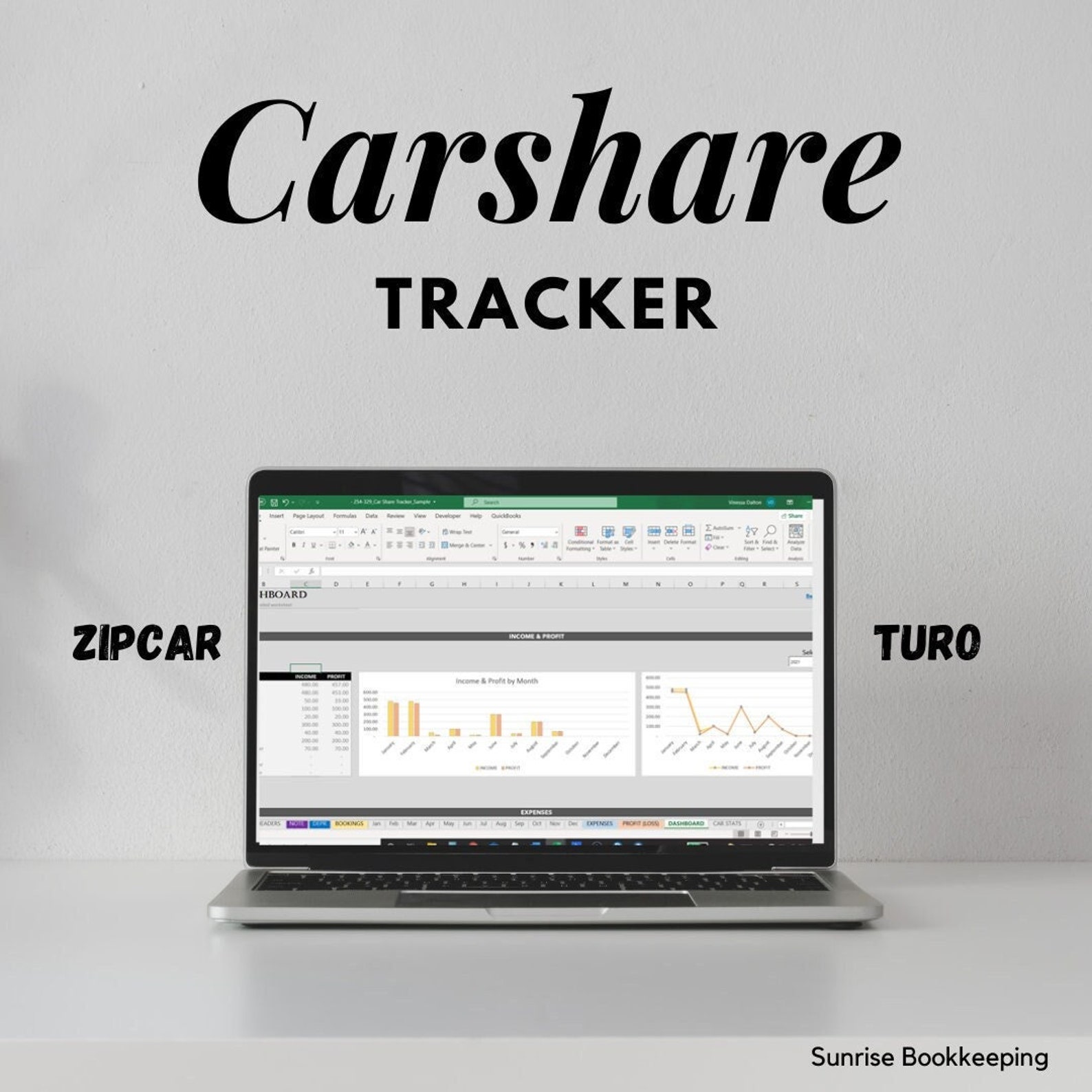 Carshare Tracker Excel Template Instant Download Zipcar, Turo