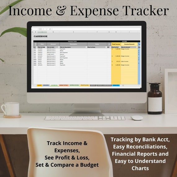 Income & Expense Tracker - Budget, Reconciliations - Excel Template Instant Download - Google Sheets Compatible