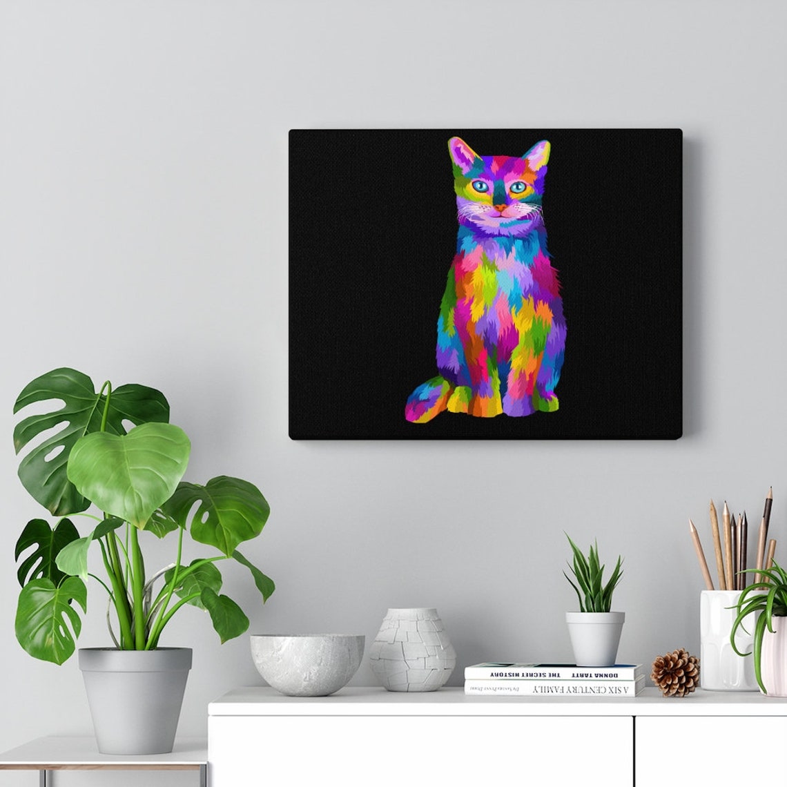 Abstract cat canvascanvas print wall art modern wall art Etsy