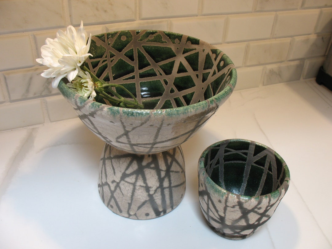 Raku Handmade Two Piece Accent Piece - Etsy