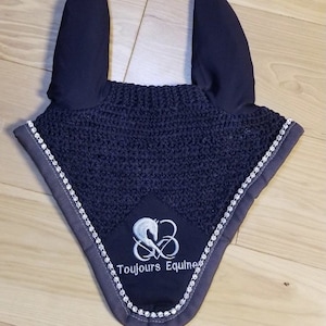Toujours Equine Knitted Ear Bonnet (Navy Blue)