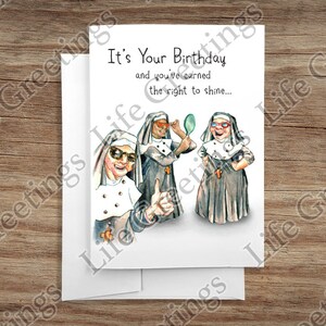 Grußkarte - Geburtstagskollektion - "Es ist dein Geburtstag, und du hast das Recht zu glänzen verdient" - Nuns Parody Collection - Nuns #37