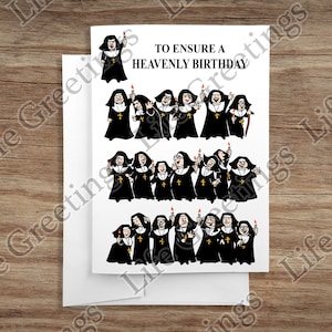 Carte de voeux - Collection anniversaire - « Pour assurer un anniversaire céleste » - Collection de parodies nonnes - nonnes #1