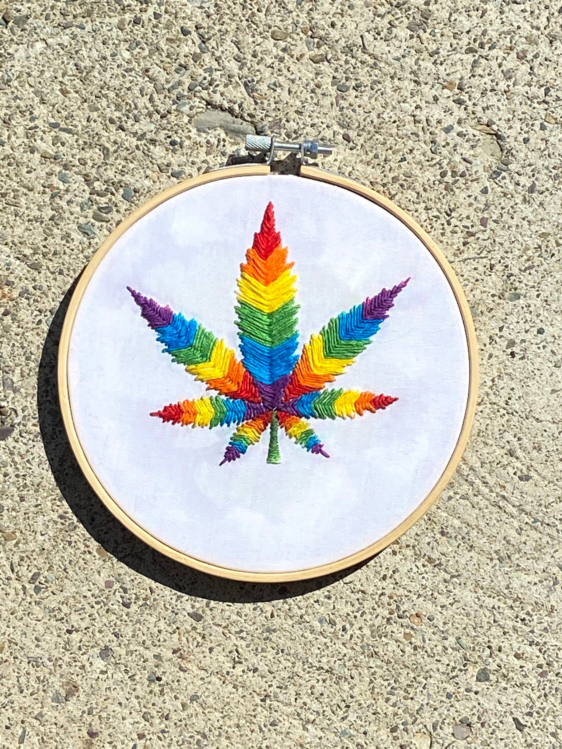 Marijuana Leaf Rainbow Embroidery Etsy