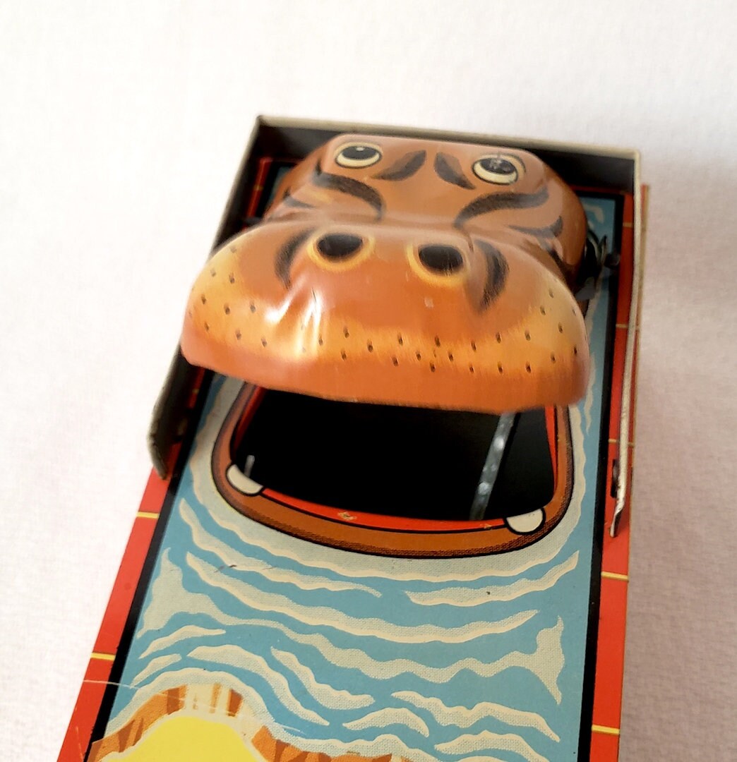 Vintage YONE Wind up Hippo Bank WORKS Etsy