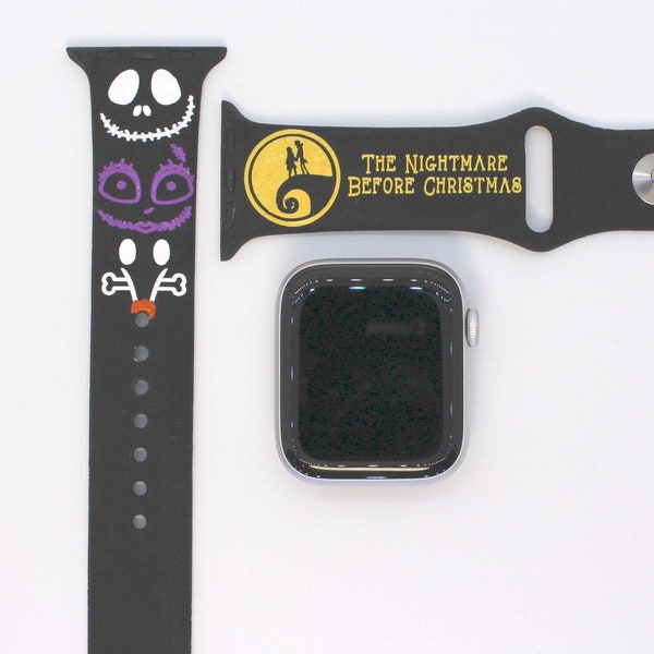 Nightmare Before Christmas - Jack, Sally and Zero inspired Laser Engraved Apple Watch band | Watch Band | Apple | Gift | Halloween | Disney