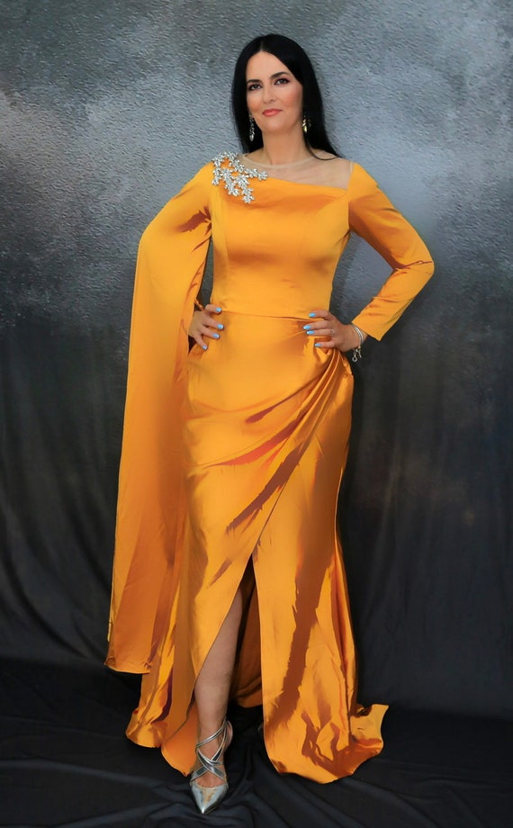 Gold Satin Dress/ Long Satin Dress/ Mermaid Satin Dress/ Gold/ Satin/ Cocktail Dress/ Party/ Dress/ Mermaid/