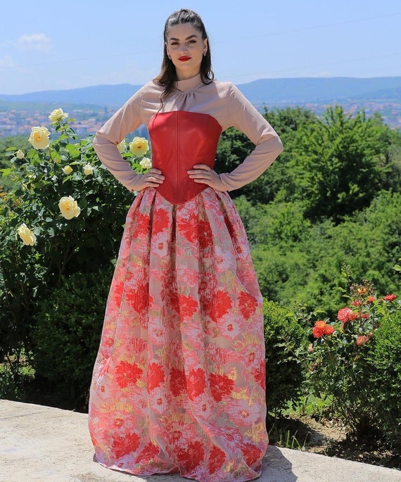 Red Skirt Red Leather Georgette Top Red - Etsy