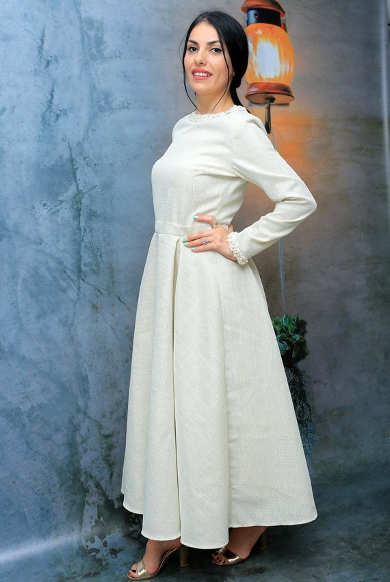 Stone Medium Weight Handkerchief Linen Dress Engagement Party