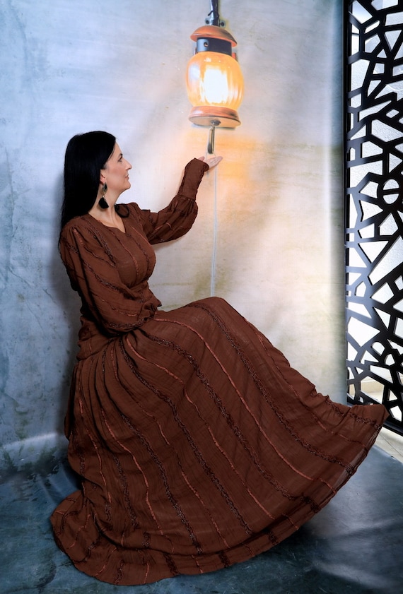 Maxi Dress/ Brown Dress/ Modest Dress/ Summer Dress/ Long Sleeve Dress/