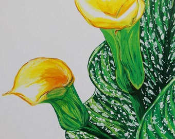 Cala Lily Gouache Painting - 2 Lilies