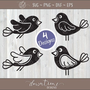 Pacote de pássaros SVG, pássaro fofo SVG, SVG desenhado à mão, verão svg, primavera svg, pássaros svg, estêncil, arquivo cortado, cricut, sillouette, svg, png, dxf