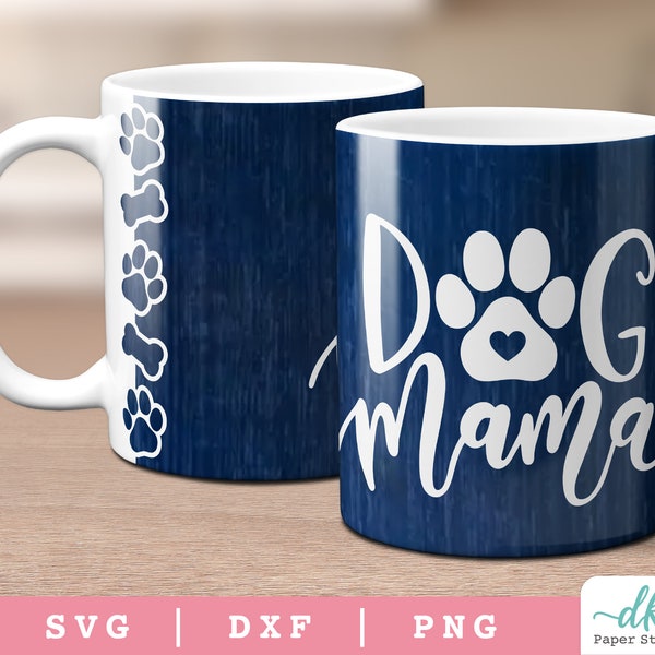 Cricut Mug Press SVG Template for Infusible Ink Sheet | Dog Mama Full Mug Wrap SVG