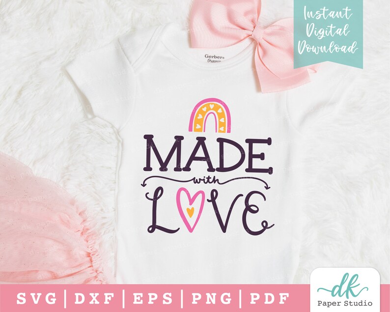 Download Cut File For Cricut Cutting Machines Instant Digital Download Made With Love Svg Design For Baby Bodysuit Drawing Illustration Art Collectibles Sultraline Id