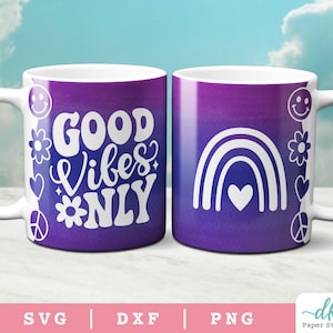 Cricut Mug Press SVG Design For Template for Infusible Ink Sheet | Good Vibes Only