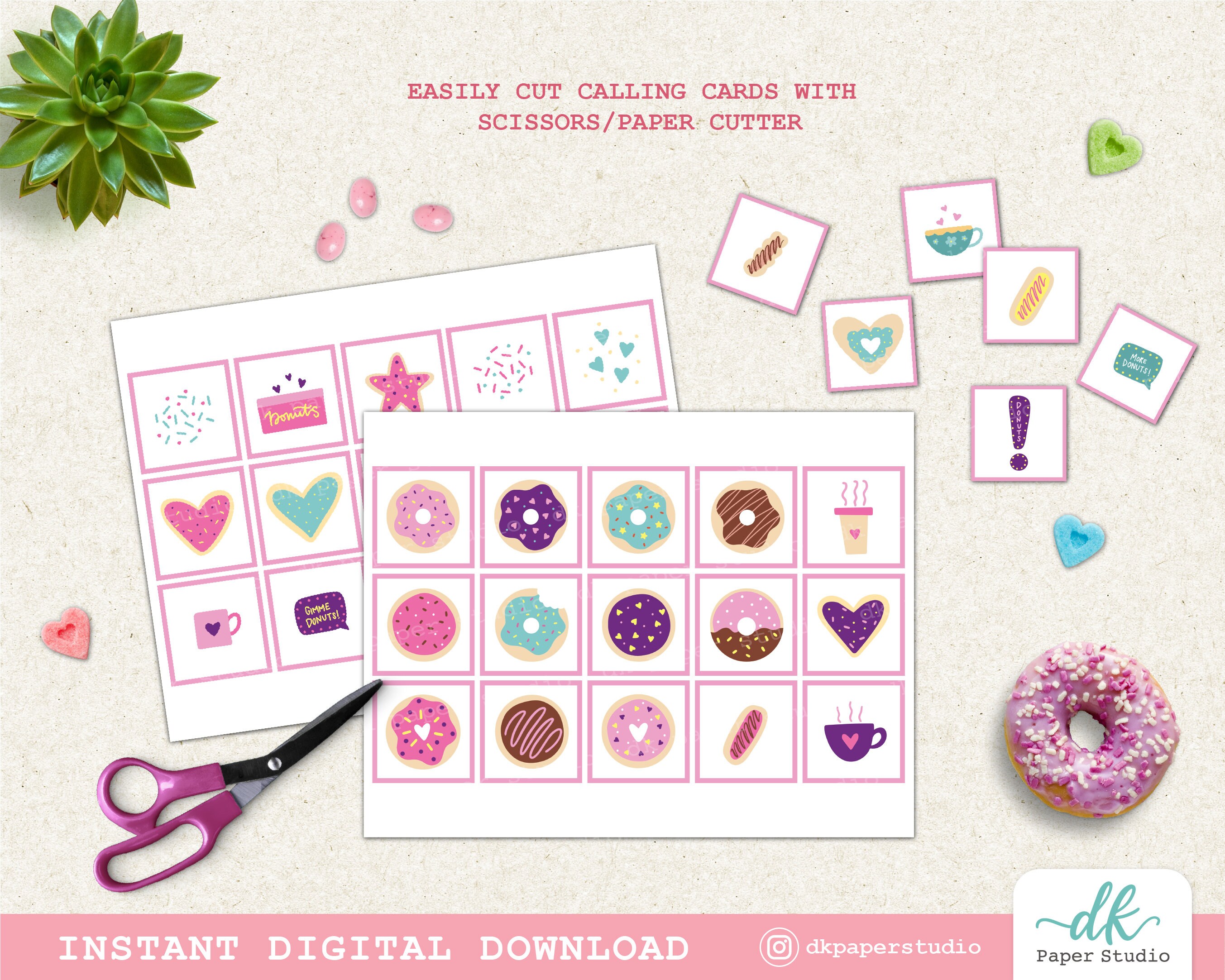 Donut Bingo Printable Game for Donut Theme Birthday Parties | Etsy