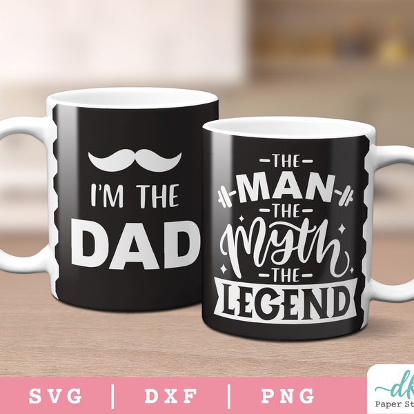 Cricut Mug Press SVG Template Design for Infusible Ink Sheet | Full Mug Wrap SVG Father's Day Gift for Dad