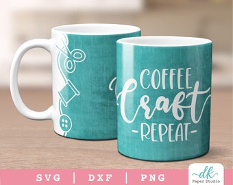 Cricut Mug Press SVG Template for Infusible Ink Sheet | Coffee Craft Repeat Full Mug Wrap SVG