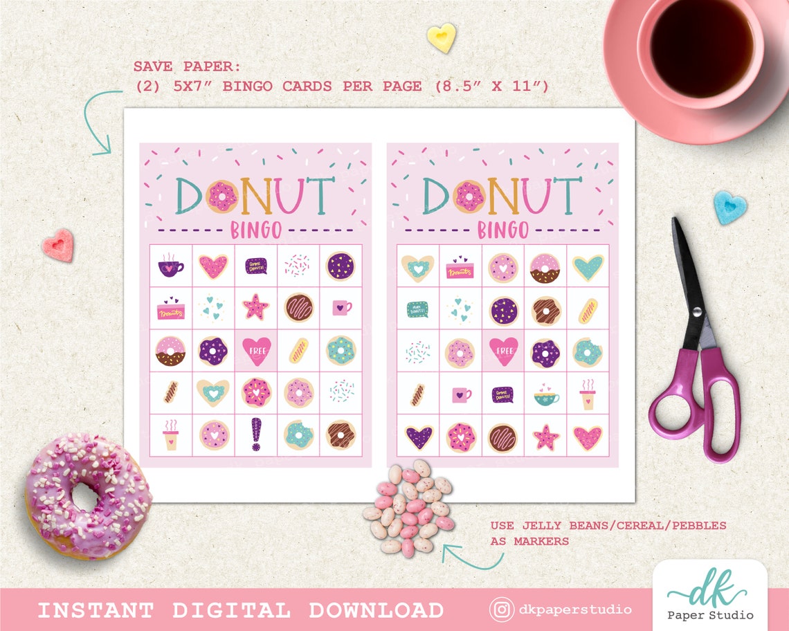 Donut Bingo Printable Game for Donut Theme Birthday Parties | Etsy
