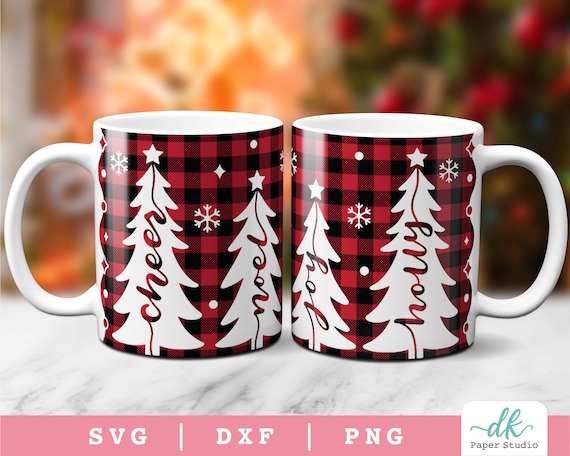 Cricut Mug Press SVG Template for Infusible Ink Sheet Featuring a Christmas  Tree Mug Wrap SVG Design for the Holidays 