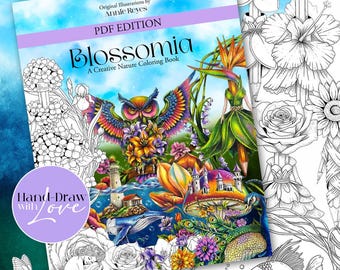 Blossomia Coloring Pages: 20 Floral & Whimsical Art Pages (PDF). Detailed Adult Coloring Book | Perfect for Shading and Blending