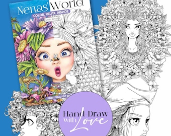 Nenas' World Coloring Book: 10 Hand-Drawn Illustrations (PDF). Detailed Adult Coloring | Whimsical Pages | Perfect for Shading & Blending