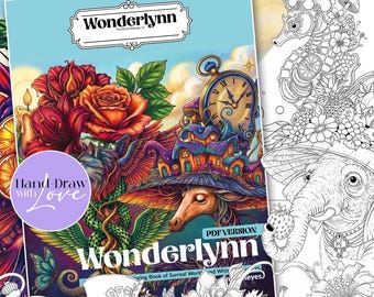 Wonderlynn. Printable Adult Coloring Book PDF | Intricate Fantasy | Instant Download | 40 Detailed Coloring Pages