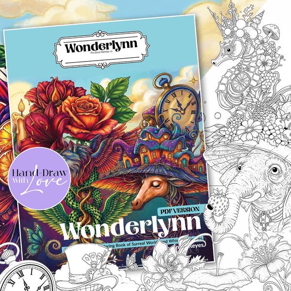 Wonderlynn. Printable Adult Coloring Pages PDF | Intricate Fantasy | Instant Download | 13 Detailed Coloring Pages