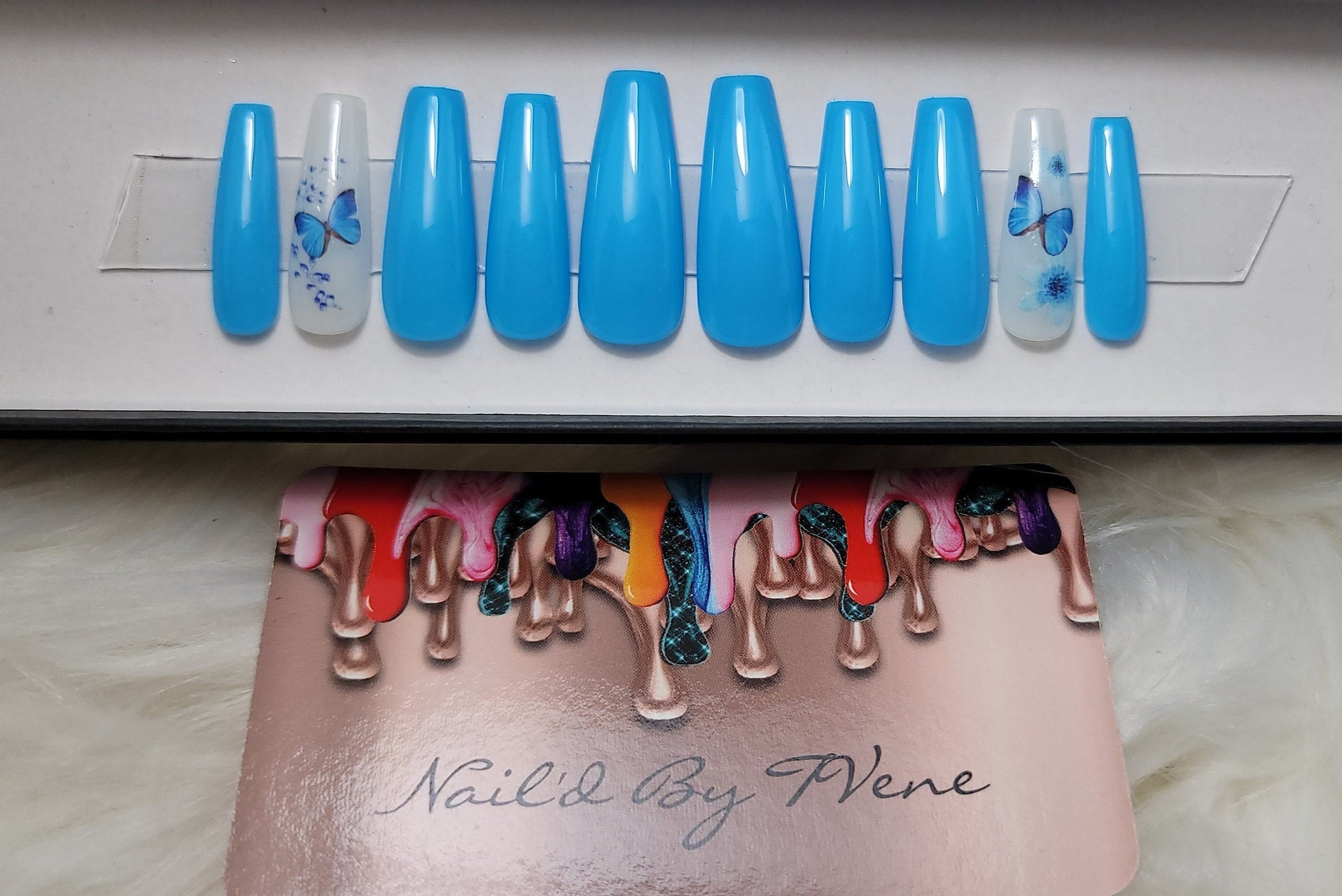Custom Press On Gel Nails Baby Blue Nails Milky White Etsy Custom Press On Gel Nails Baby Blue Nails Milky White Etsy