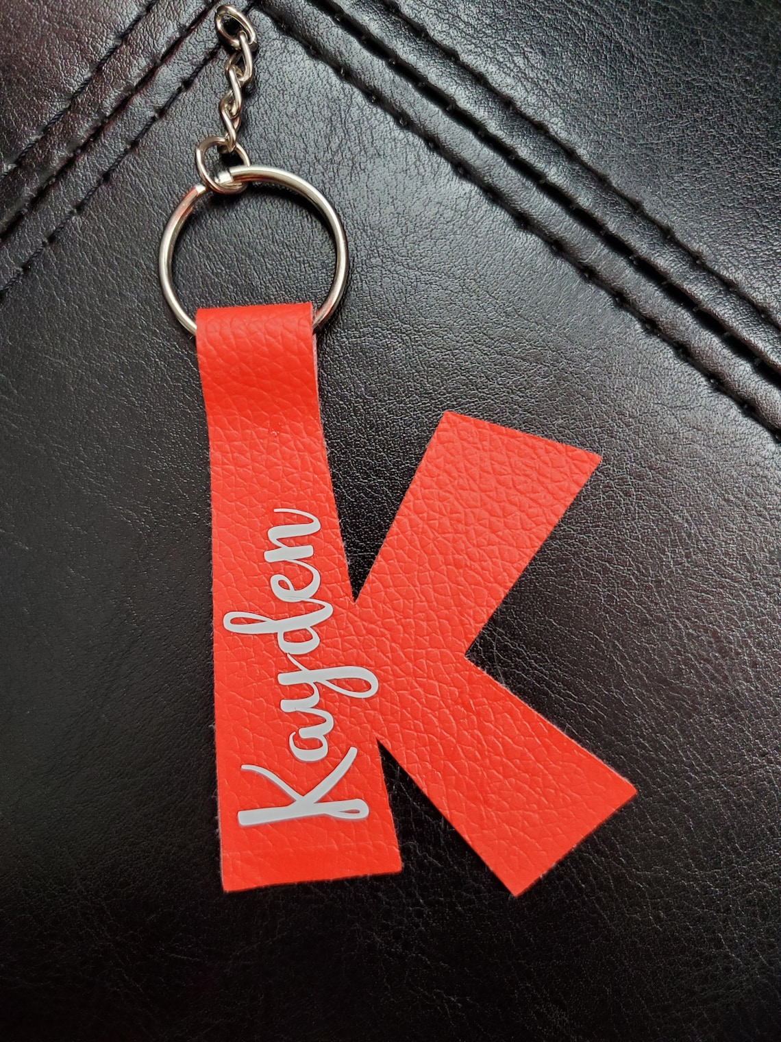 Personalized Letter Keychain Faux Leather Keychain Custom Etsy UK