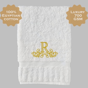 Personalized Embroidered Towel Fancy Monogram, Custom Monogrammed Egyptian Cotton Luxury Bath, Hand & Washcloth Towels, Housewarming Gift